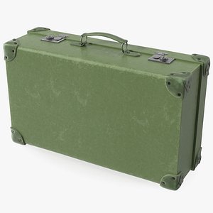 Vintage Leather Suitcase Large Green 3D model