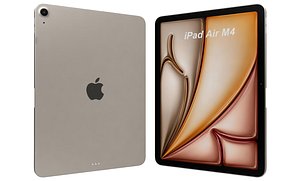 3D Apple iPad Air M4 11 inch 2026 Starlight