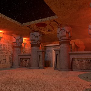 3D model egyptian temple night environment