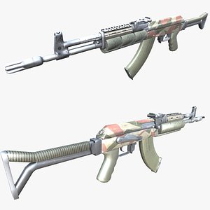 3D 17-AK-105-gun model 3d game ready model Low-poly 3D model
