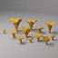 Coleção estilizada de cogumelos Chanterelle - Middle e VR AR low-poly Modelo 3d