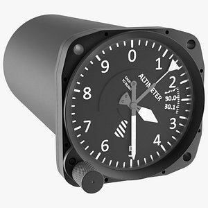 3D Cylindrical Aircraft Altimeter Mechanical Dial Black Rigged model
