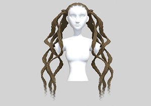 3D Wavy Ponytails Hairstyle model