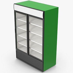 Green Double Sliding Door Beverage Refrigerator