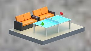 isometric table sofa 3D model