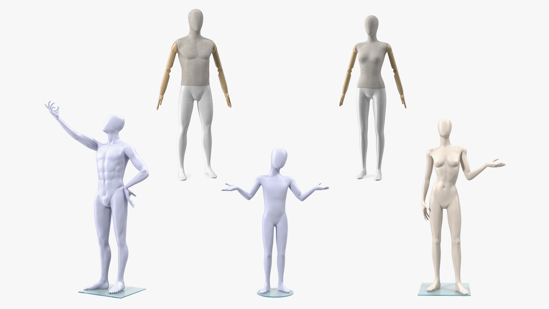 Rigged Mannequins Collection 2 for Maya 3D model preview