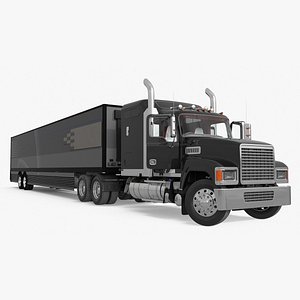 Freight Truck with Futuristic Trailer Rigged for Cinema 4D