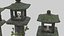 Pack tempiale shintoista giapponese basso poli con materiali PBR