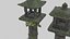 Pack tempiale shintoista giapponese basso poli con materiali PBR