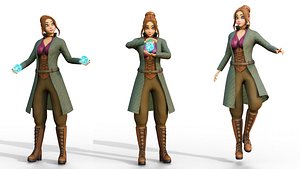 Mage Cartoon Female Full Rigged in Blender