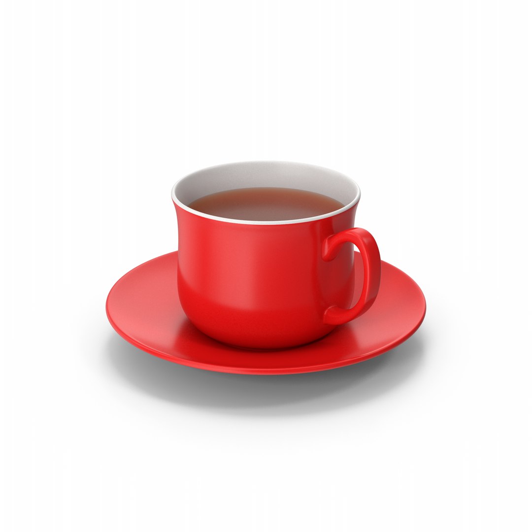 3D Red Tea Cup And Saucer TurboSquid 2033548