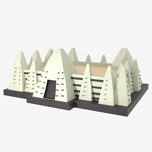 3D Larabanga Mosque Low Poly Style
