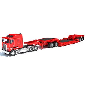 3D Truck with Lowboy Trailer
