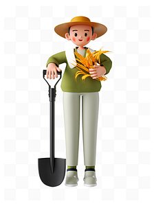 3D illustration. Tired Farmer 3D cartoon character. Farmer is