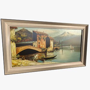 old rivertown oil painting 3D