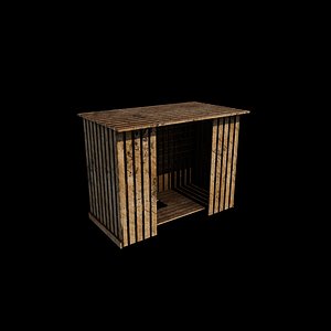 3D wooden outhouse 3D model