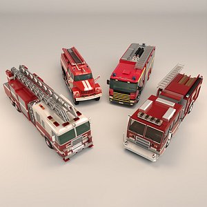 Low Poly Fire Truck Pack