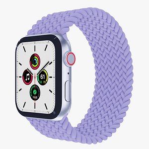 Apple Watch SE - Silver Aluminium Case with English Lavender Braided Solo Loop