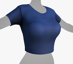 Female Blue T-Shirt Style 2 3D model