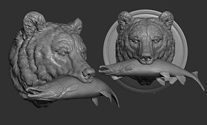 3D Bear and salmon