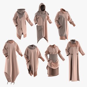 3D 7 female long hoodie model