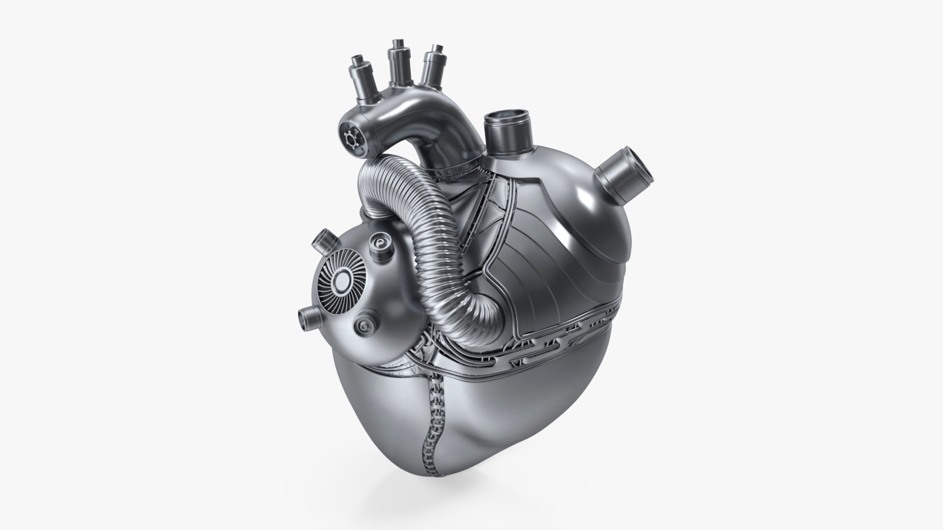 Cyberpunk Robotic Heart Chrome 3D model preview