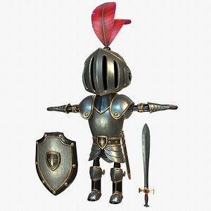 cartoon knight shield 3D model