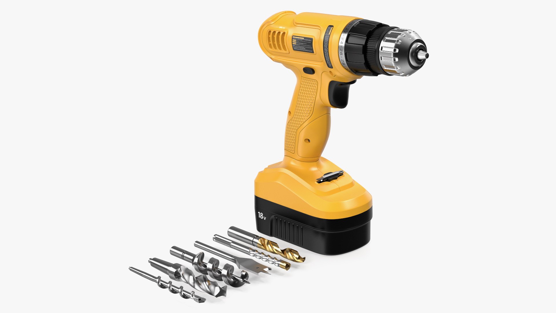 Cordless Drill with Drill Bit Set 3D model preview