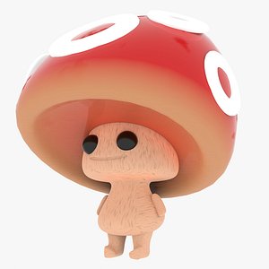 3D Cute Red Spotted Mushroom Character
