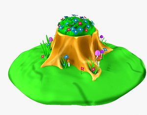 3d cartoon tree stump model