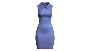 3D Girls Sleeveless Maxi Dress With Pointed Collar model