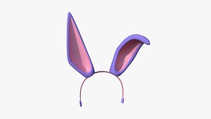 3D Furry Ears Tiara G08 Purple - Headband Character Design