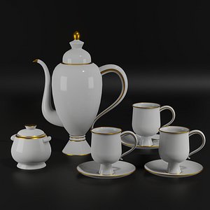 Teapot- Teacup- Saucer- Sugar Bowl- Teaspoon 3D model