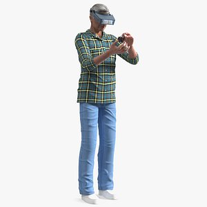 3D model Man Repairing Mechanism with Optivisor Glass Binocular Rigged for Maya