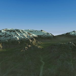 3d model landscape snowy mountains terrain