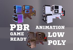 Dubstep gun sci fi game ready low poly pbr