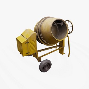 3D Old Portable Cement Mixer Low-poly PBR