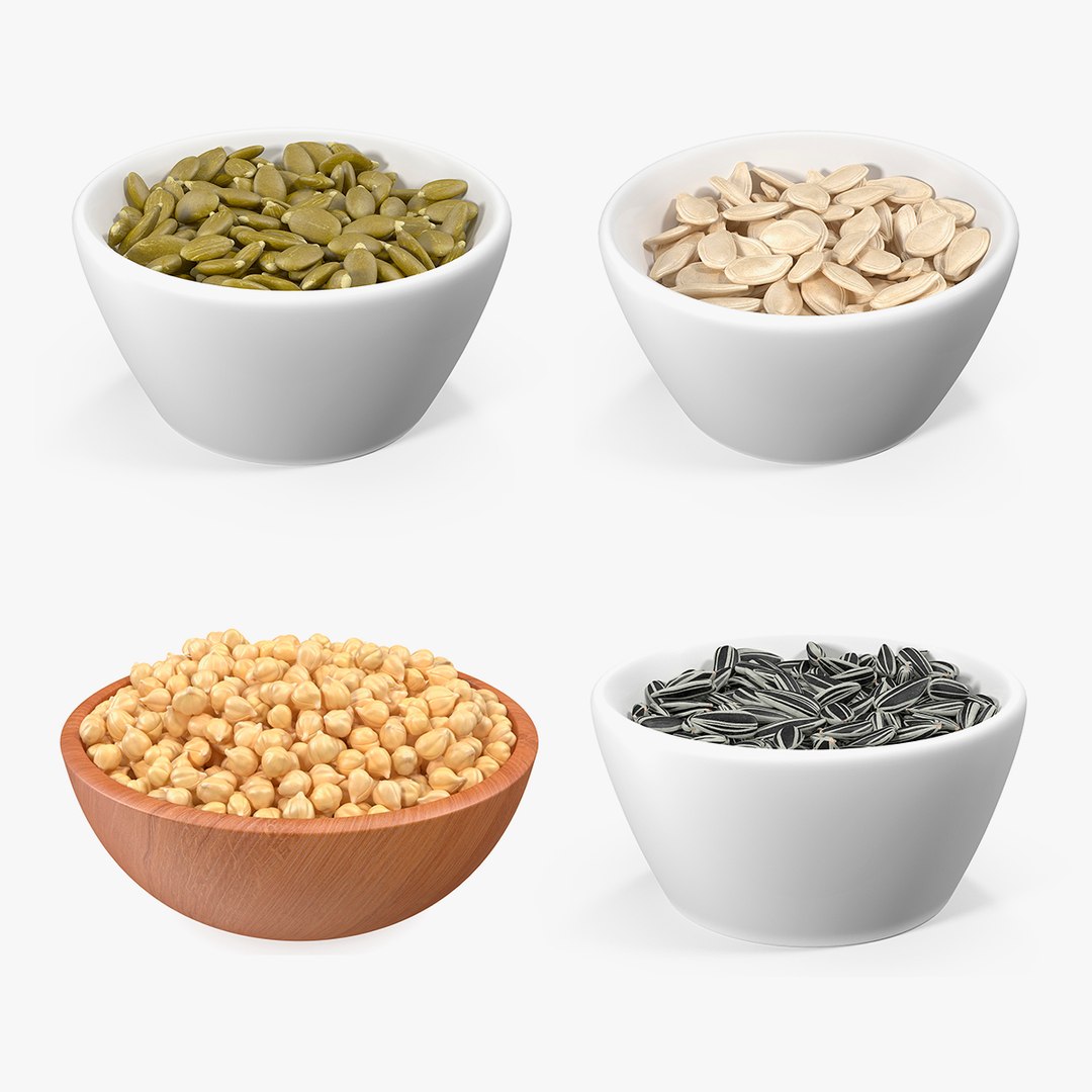 Beans and Seeds in a Bowl Collection 3D model preview