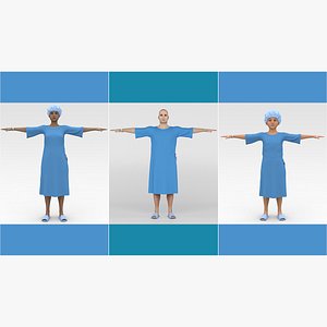 3D Patients in Blue Gown Collection