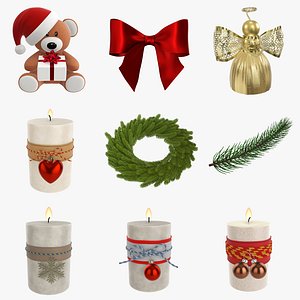 3D christmas wreath candle model
