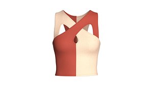 Girls Split Tone Criss-Cross Crop Top