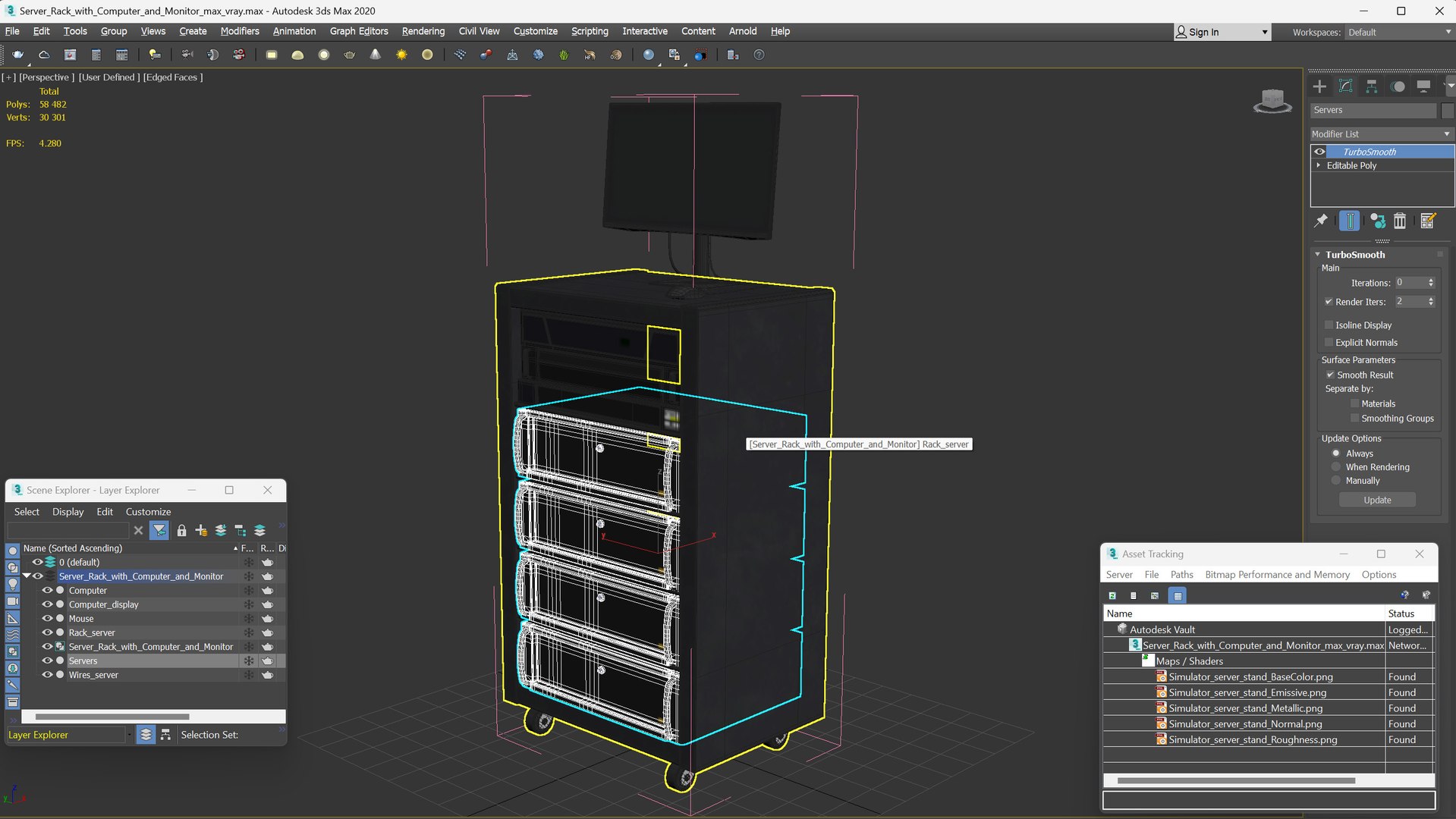 Server Rack With Computer And Monitor Model - TurboSquid 2295985