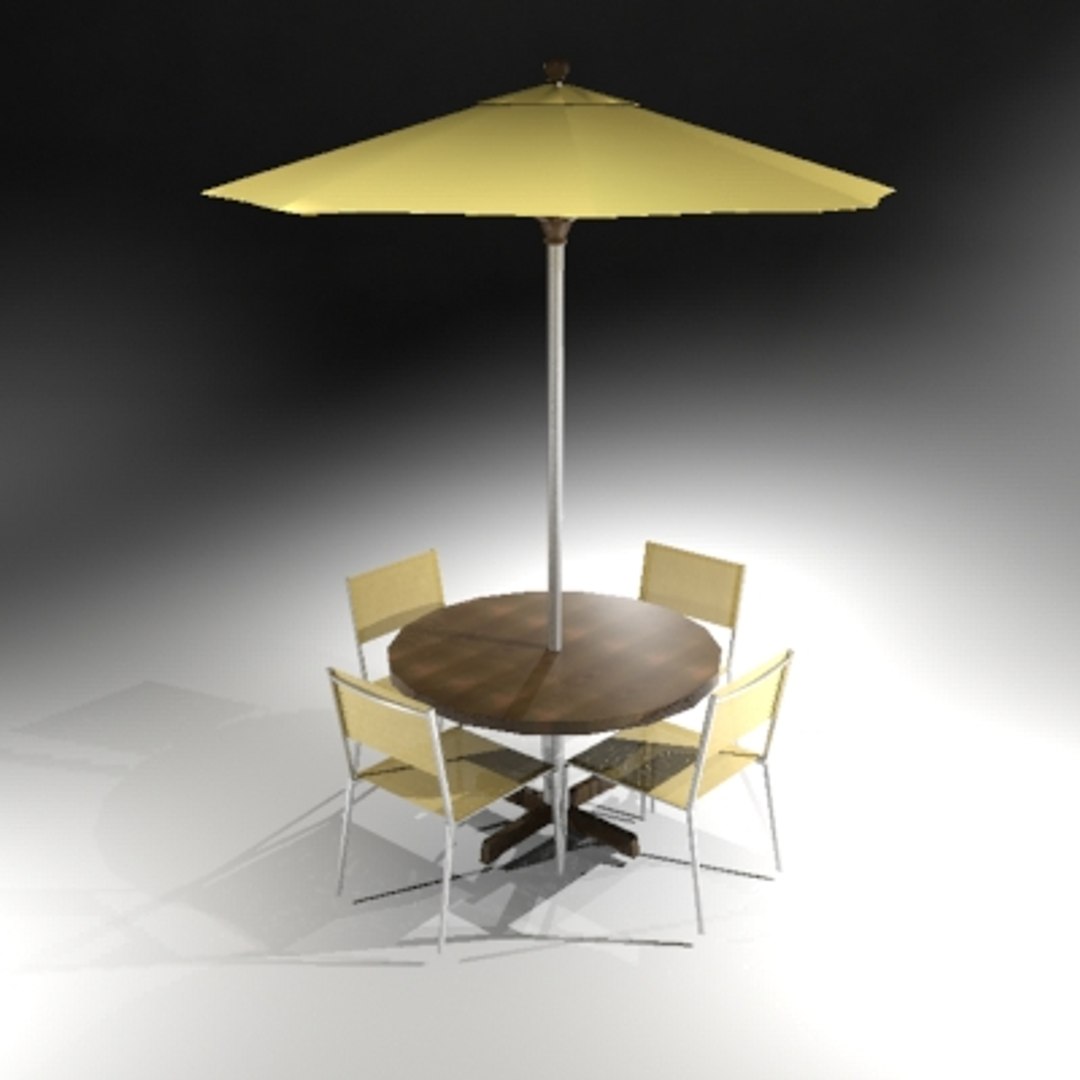 3ds Max Table Chair Umbrella