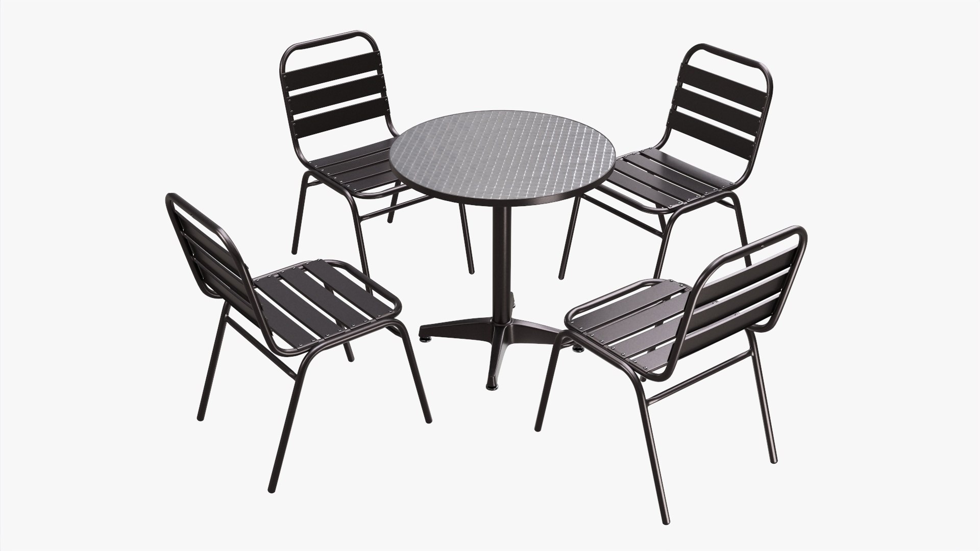 Outdoor Round Dining Table With Chairs Dark 3d Model - Turbosquid 1842040