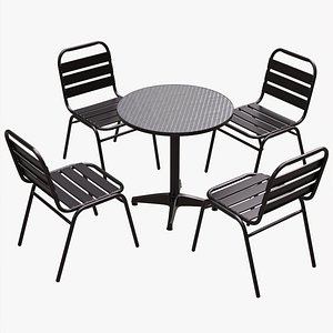 Outdoor Round Dining Table with Chairs Dark