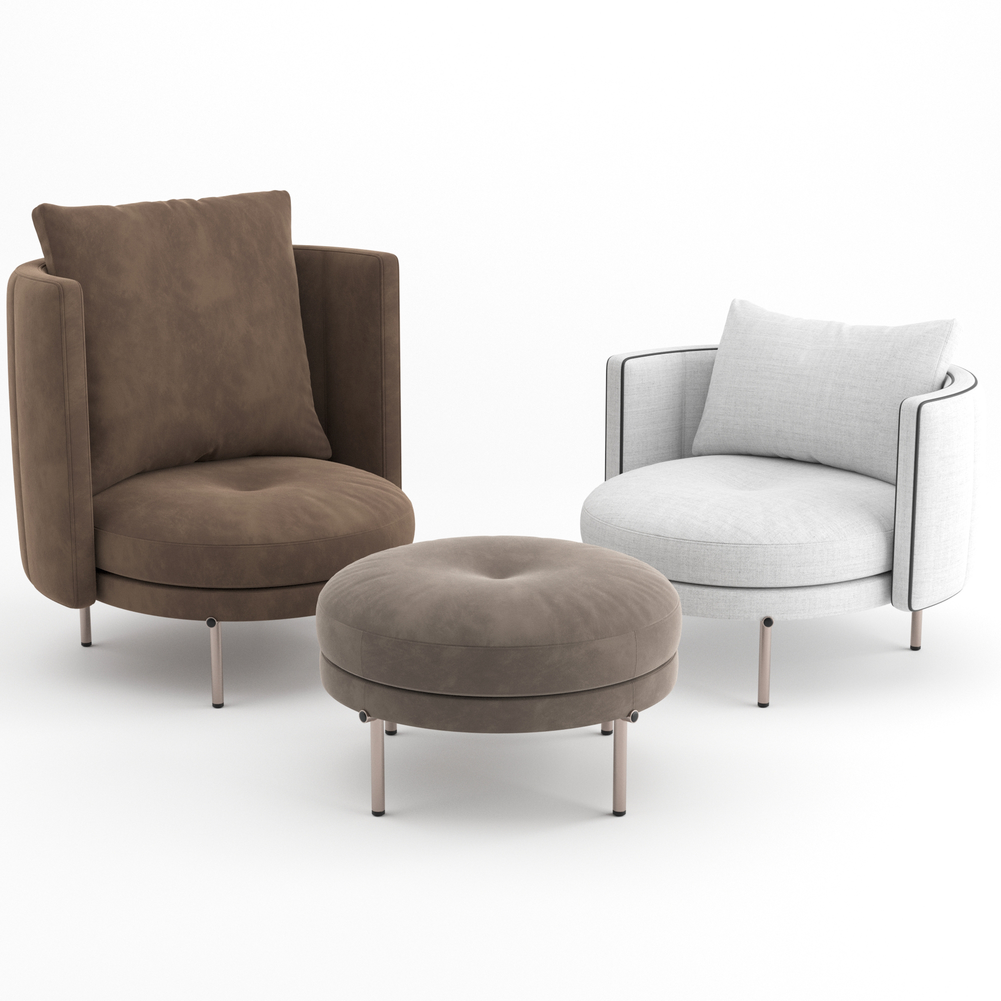 3D armchairs footstool ottoman model - TurboSquid 1604610