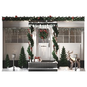 New Years decoration of the building entrance 3D model