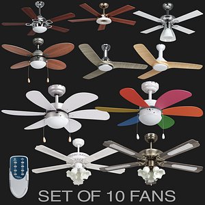 set 10 fans 3D model