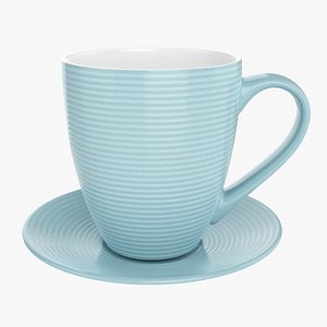Coffee mug with saucer 01 3D model