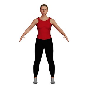 3D blonde woman yoga clothes model